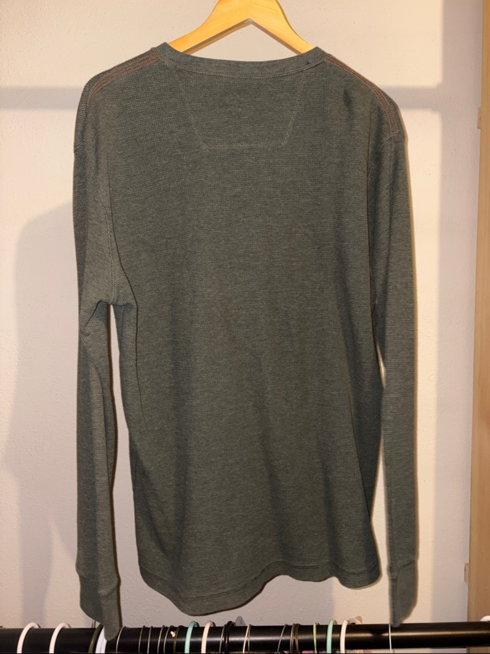 G.H. Bass & Co. Men's Olive Green Long-Sleeve Henley Top - Picture 2 of 3